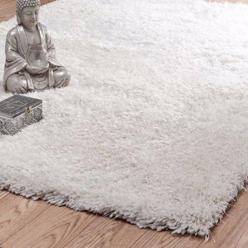 NEW Textured Luxury Fluffy Shag Rug Cream/White 140 x 200 cm SALE OVER 50% OFF RRP