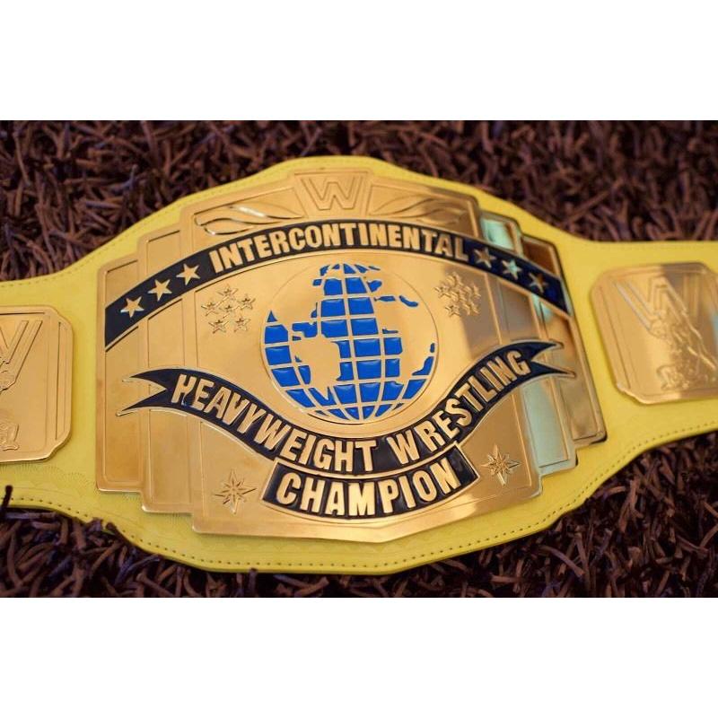 **SIGNED** WWE Yellow Intercontinental Championship Replica Title Belt