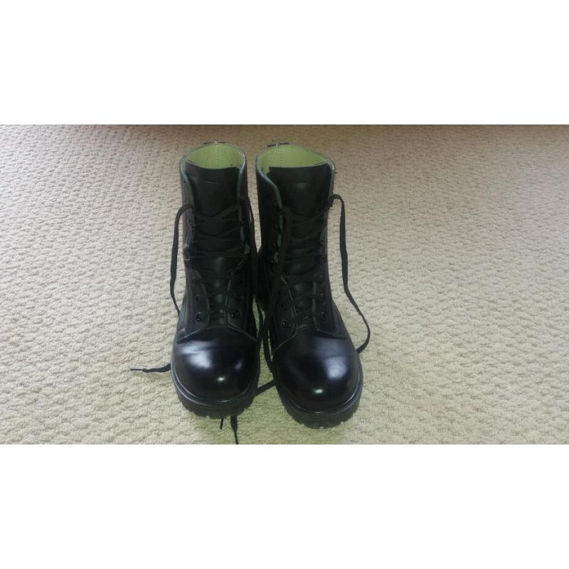 Army style black leather boots