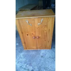 LARGE PINE CRAFT/SEWING CABINET INDUSTRIAL