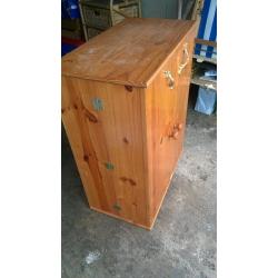 LARGE PINE CRAFT/SEWING CABINET INDUSTRIAL