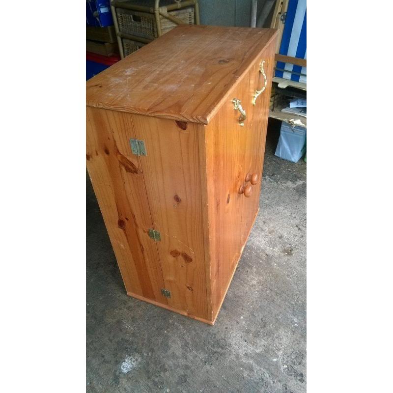 LARGE PINE CRAFT/SEWING CABINET INDUSTRIAL