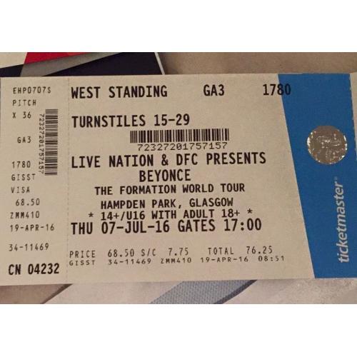 Beyoncé ticket face value