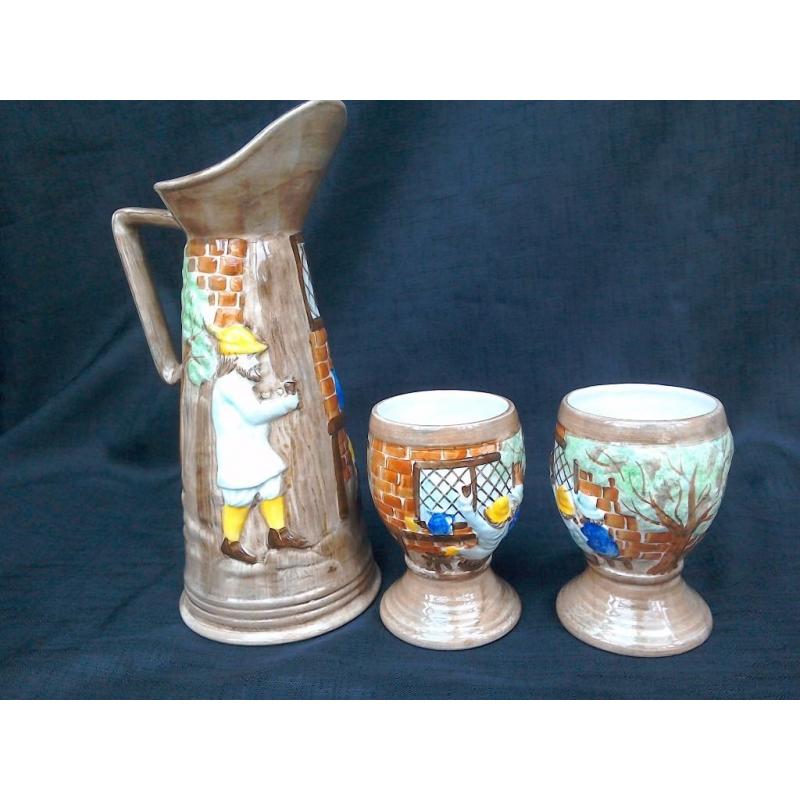 Rare Radford 'the drinkers ' jug and 2mugs