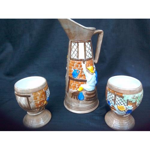 Rare Radford 'the drinkers ' jug and 2mugs