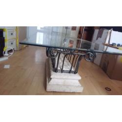 Solid glass and iron coffee table (large)