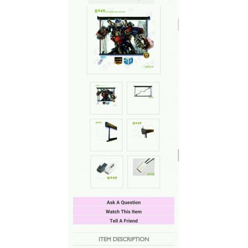 Projector Screen electric 72 inch