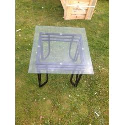 Metal and glass square lamp table