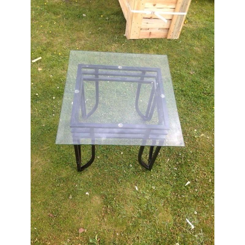 Metal and glass square lamp table