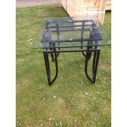 Metal and glass square lamp table
