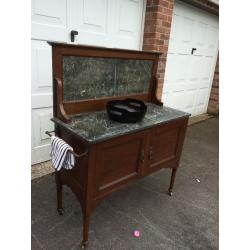 Genuine Antique Victorian Marble Washbasin Cabinet