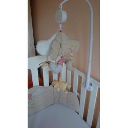 Winnie the pooh Cot mobile with matching bumper and coverlet