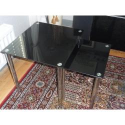 Black glass and chrome side tables x 2