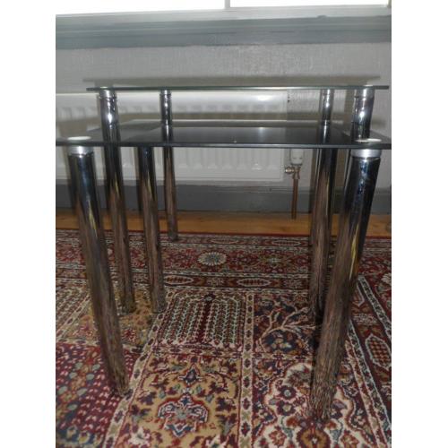 Black glass and chrome side tables x 2