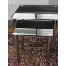 Black glass and chrome side tables x 2