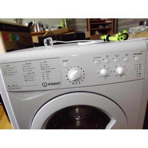 Indesit Ecotime IWDC6105 Washer Dryer All-In-One White, Washing Machine With Built In Dryer