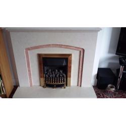Cream marble fire surround with gas fire- nearly new