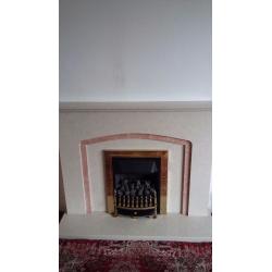 Cream marble fire surround with gas fire- nearly new