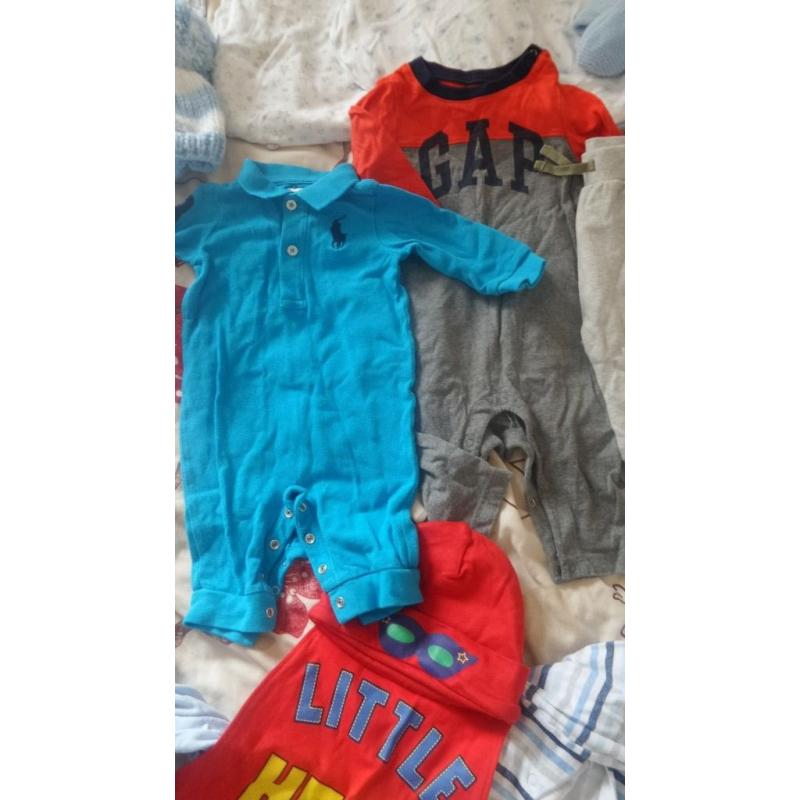 boys baby bundle of clothes and car seat cover