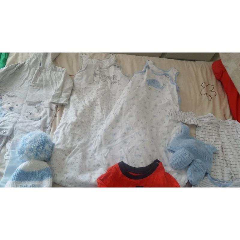 boys baby bundle of clothes and car seat cover