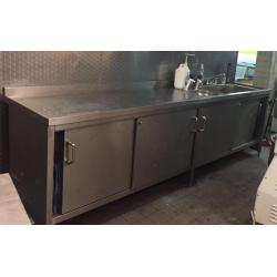 Stainless steel commercial catering kitchen takeaway canteen cafe sink with taps