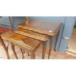 Antique Nest Of Tables With Glass Top