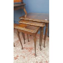Antique Nest Of Tables With Glass Top