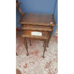 Antique Nest Of Tables With Glass Top