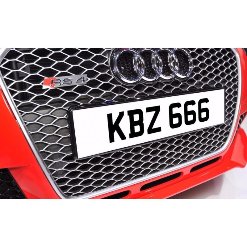 KBZ 666 Personalised Number Plate Audi BMW Ford Golf Mercedes Kia Vauxhall