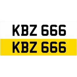KBZ 666 Personalised Number Plate Audi BMW Ford Golf Mercedes Kia Vauxhall