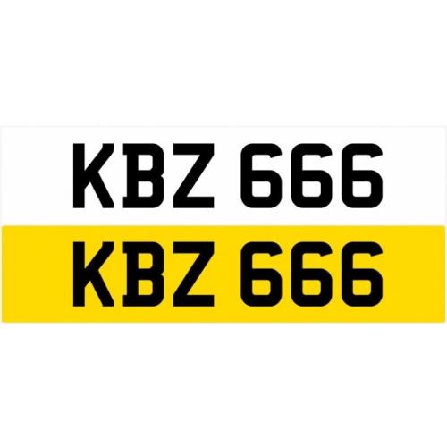 KBZ 666 Personalised Number Plate Audi BMW Ford Golf Mercedes Kia Vauxhall