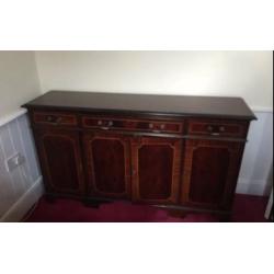 Large Reproduction Mahogany Veneer Sideboard with lockable cupboards (with key)