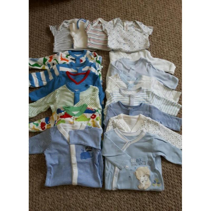 Boys sleepsuit and vest bundle 0-3 months
