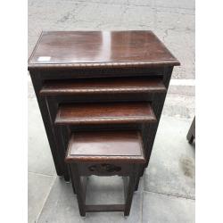 Nest of 4 Oriental tables , lovely carved detail , good condition. Must be seen.
