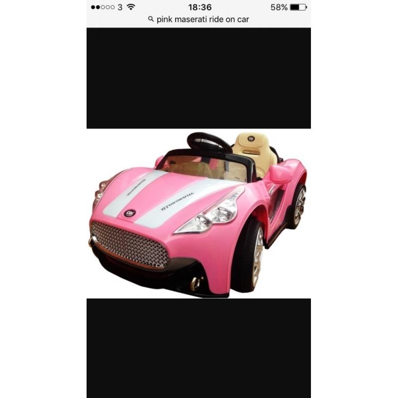 Pink Maserati ride on car
