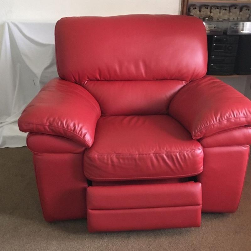 Red Leather Power Recliner Chair