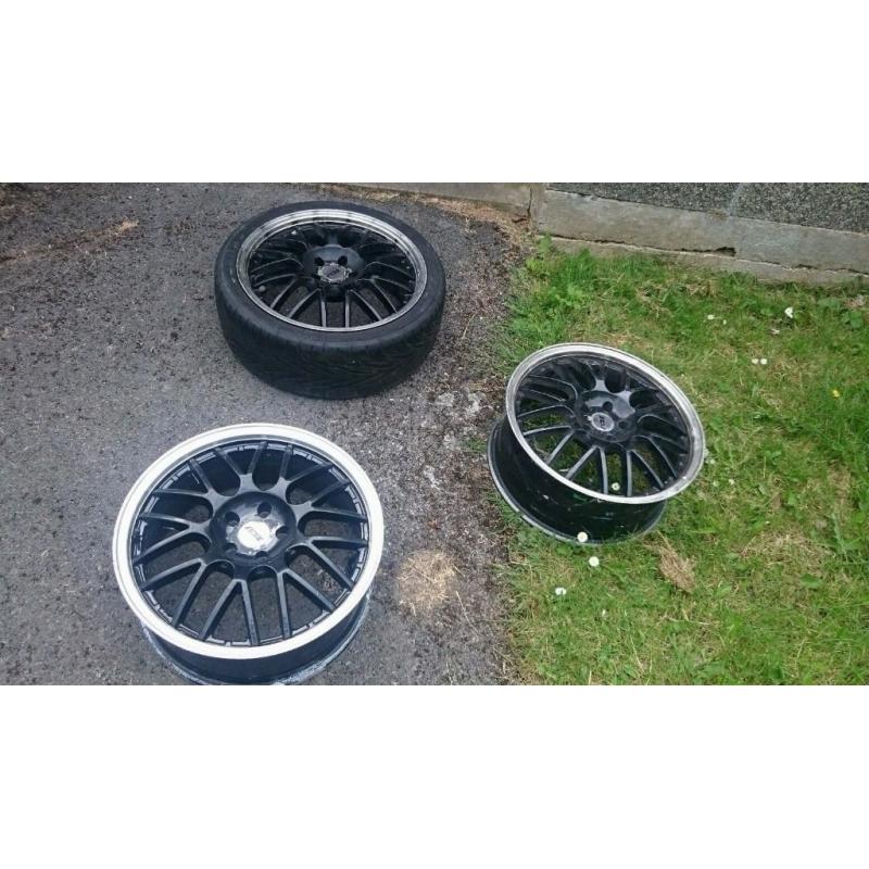 5X 100 PCD 3 x 17 INCH BBS STYLE ALLOY WHEELS