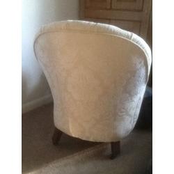 A lovely Victorian Button Back Chair newly upholstered in Cream Fabric.
