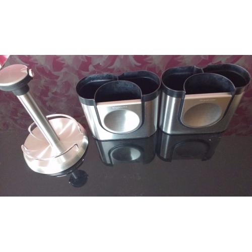 simple human cutlery Utensil Holder Removable Spoon tray brushed aluminium x2 also roll holder
