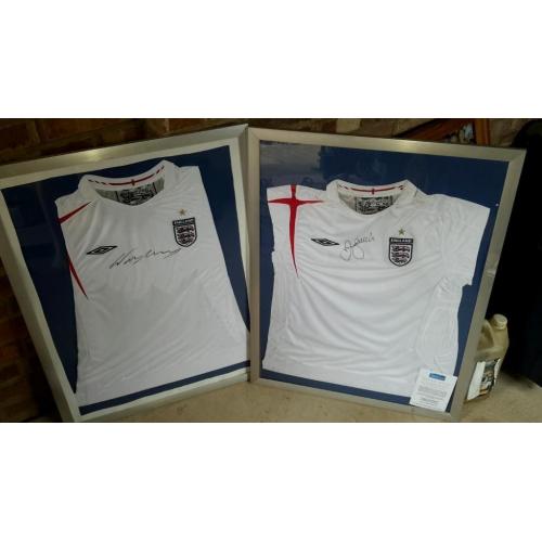 Wayne Rooney and David Beckham signed shirts. Investment
