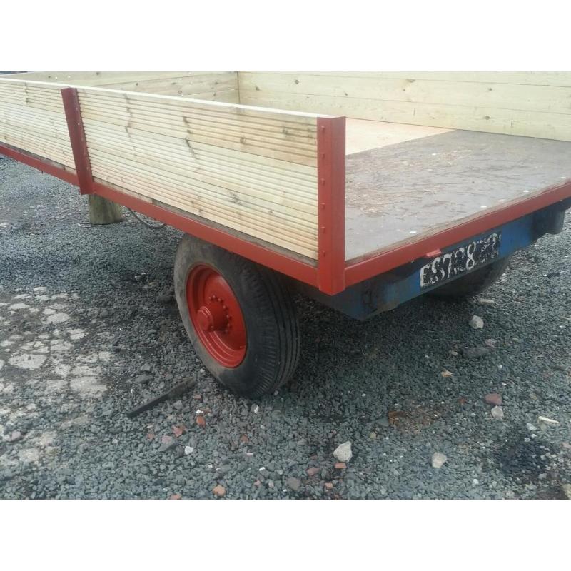 Massey ferguson tractor tipping trailer with new metal and wood