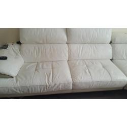 White corner leather sofa