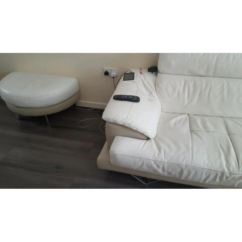 White corner leather sofa