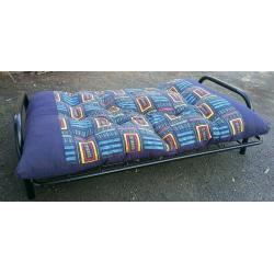 Metal framed sofa bed and mattress. Good condition.