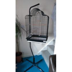 Large black bird cage and stand