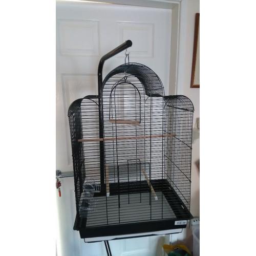 Large black bird cage and stand