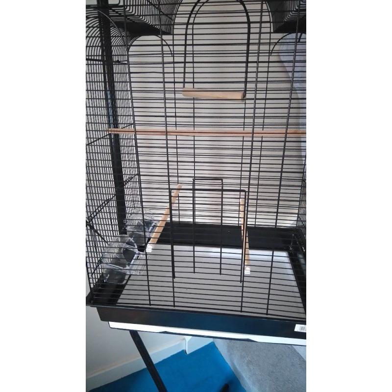 Large black bird cage and stand