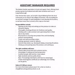 The Market Garden, Eynsham - Assistant Manager