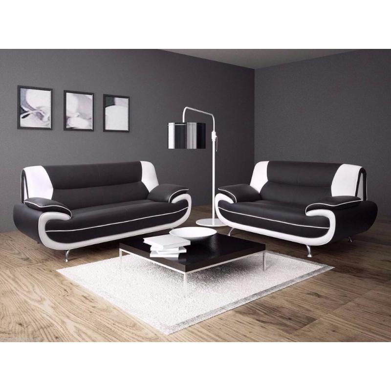 BRAND NEW -U.K DELIVERY 3 +2 SEATER SOFA AVAILABLE IN RED AND BLACK OR WHITE & BLACK