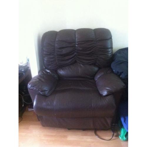 Electric chair brown real leather